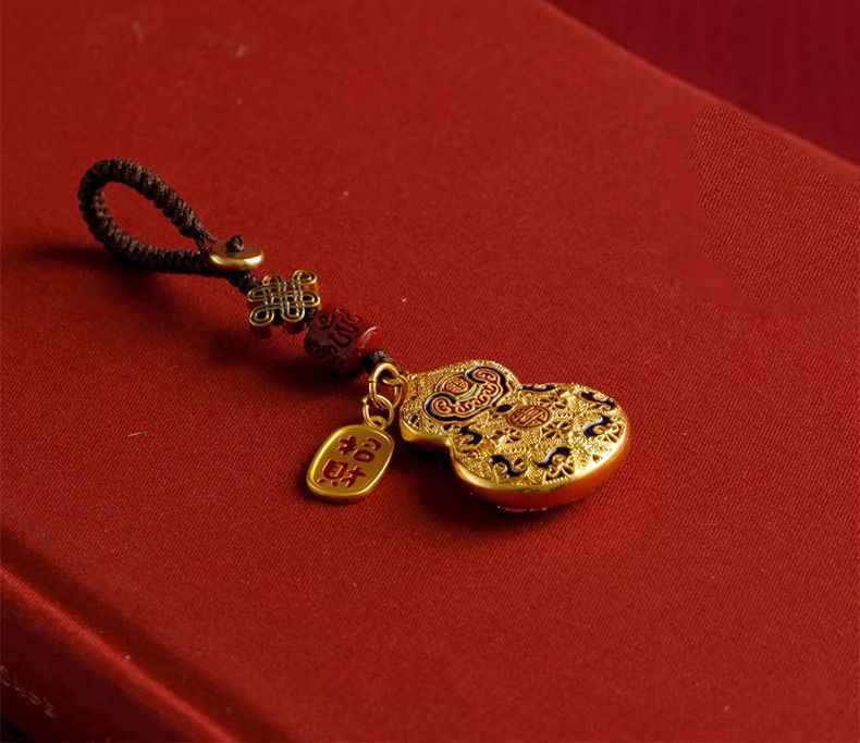 Handcrafted Solid Copper Cloisonné Gourd Pendant - Auspicious Symbols Artisan Jewelry (4cm)